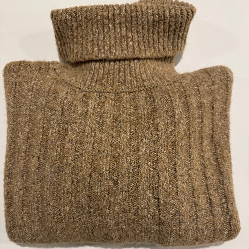 William Rast Turtleneck Sweater Women's S Brown Cream Wool Blend Marled Ribbed